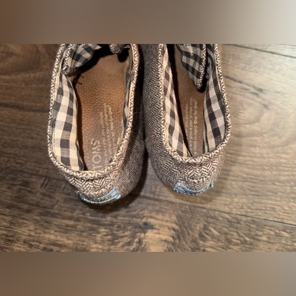 TOMS Women's Desert Wedge Ankle Booties Grey Tweed Knit Canvas Lace Up,Size 9.5 - Picture 4 of 7